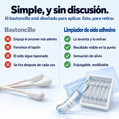 La punta captura el cerumen y lo retira