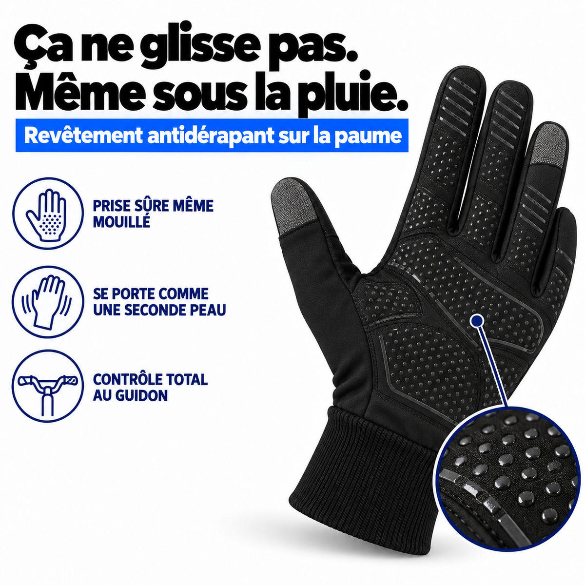 Ca ne glisse pas meme sous la pluie - revetement antiderapant sur la paume
